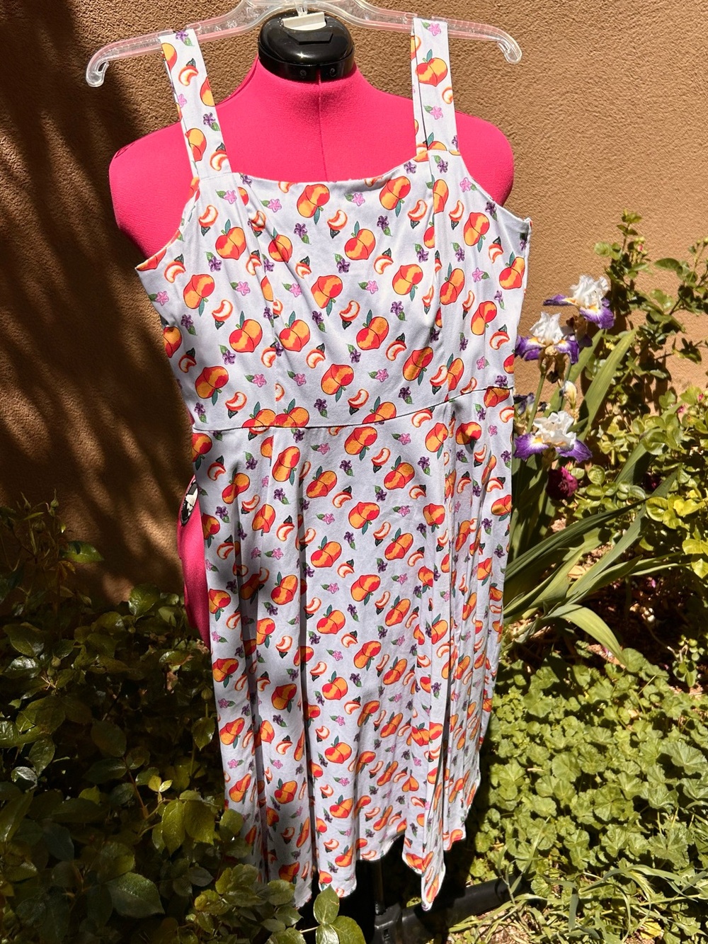 Hearts & Roses White Sundress with Peach Print